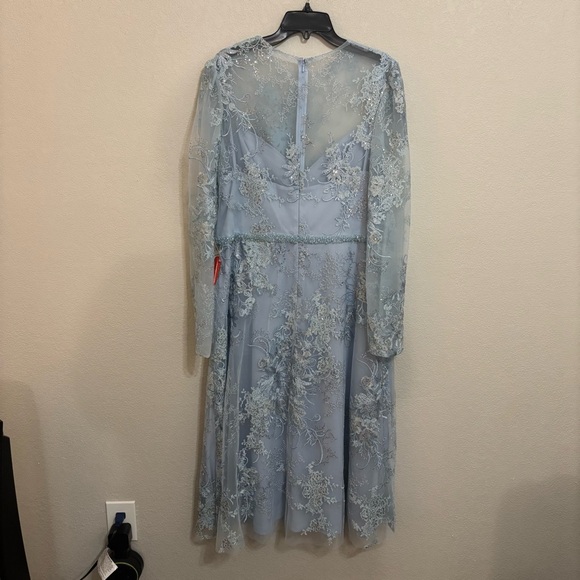 MAC DUGGAL Embellished Illusion Long Sleeve Midi Dress - Picture 10 of 15